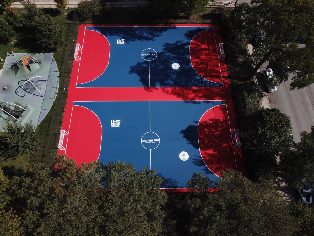Two blue and red mini-pitches in Chicago